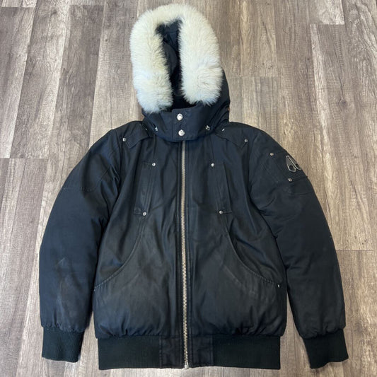 Moose Knuckle Coat Black White Fur (Kids)