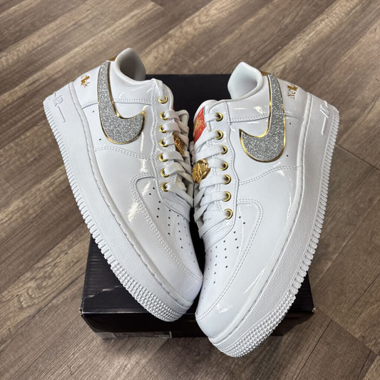 Air Force 1 low patent white gold