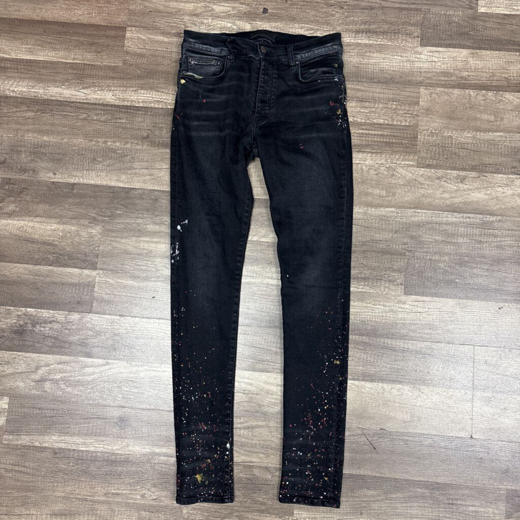 Amiri jean black paint splatter
