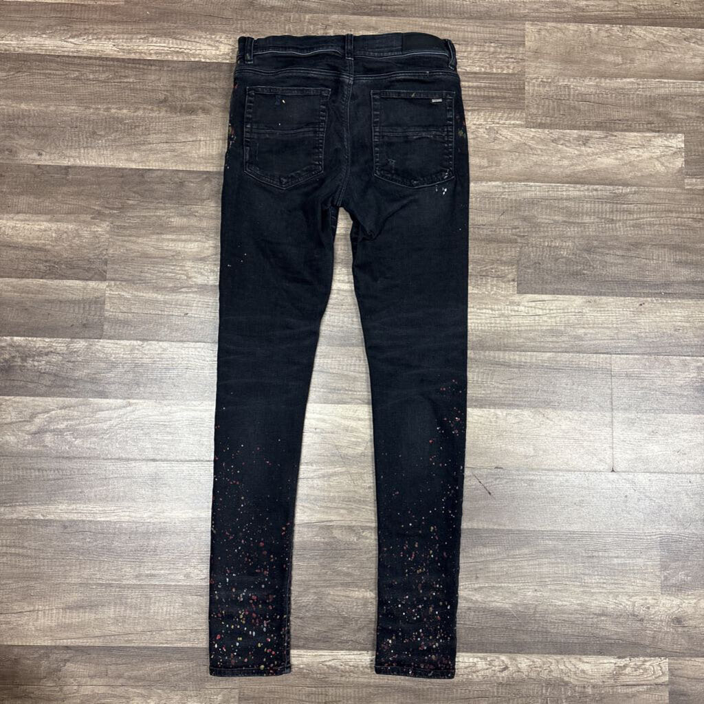 Amiri jean black paint splatter