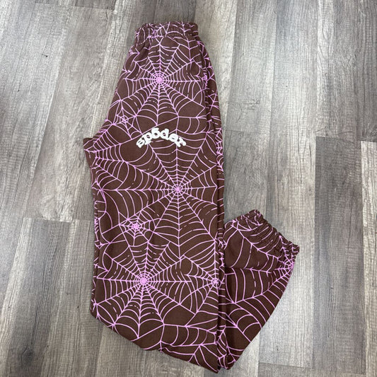 Sp5der brown pink web sweatpants