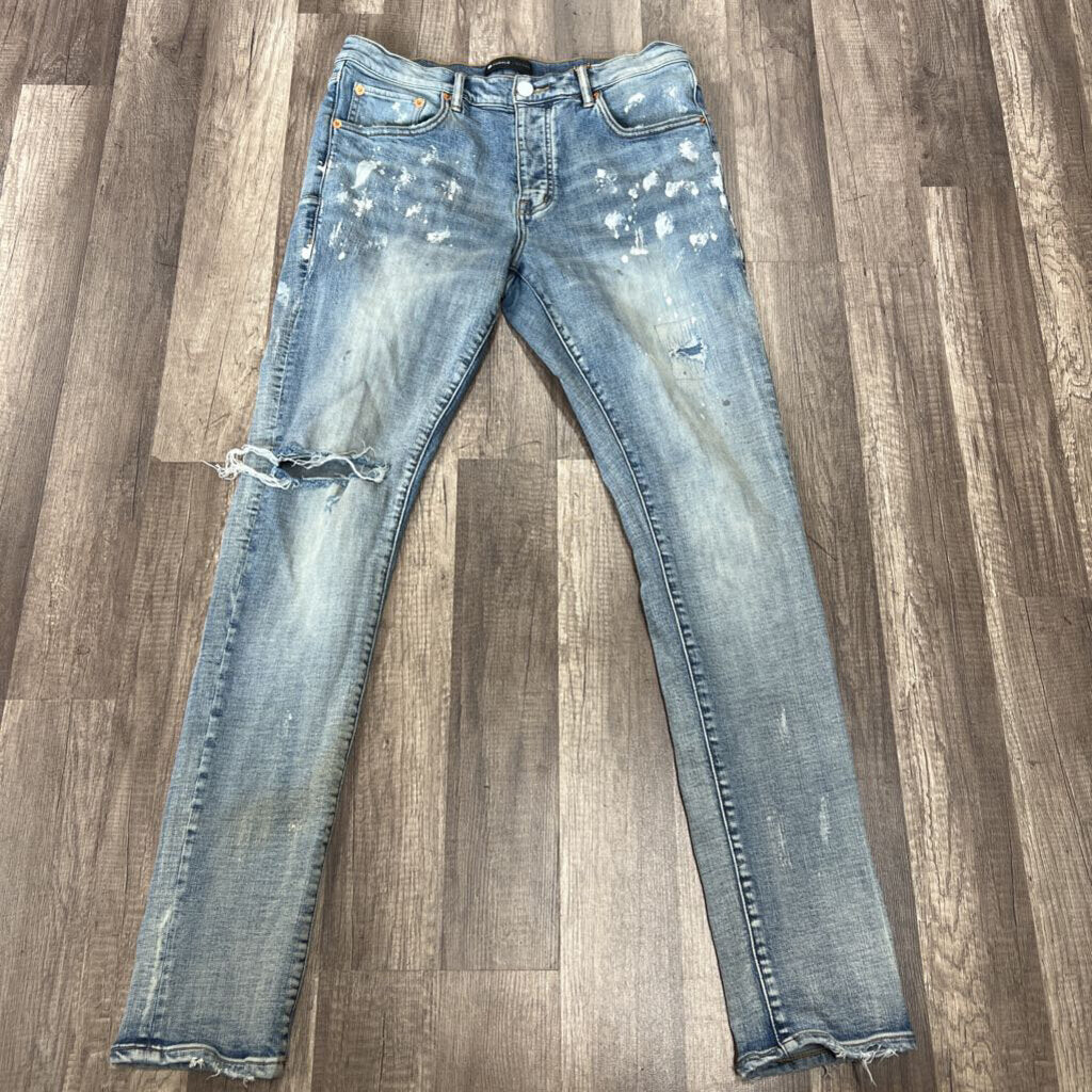 Purple Jean Blue paint splatter