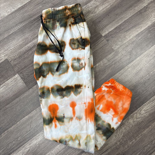 Amiri sweat pants tie dye orange green