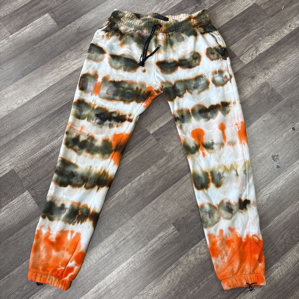 Amiri sweat pants tie dye orange green