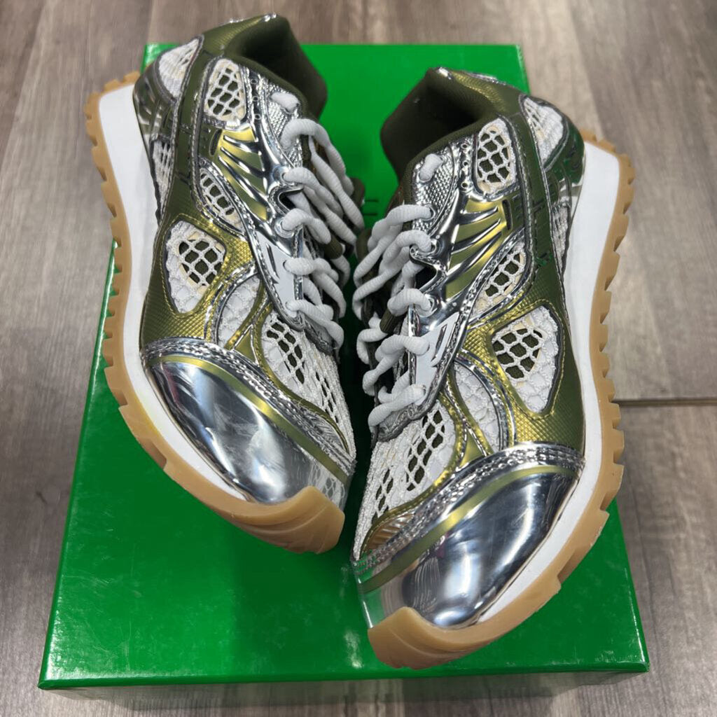 Bottega Veneta Orbit Olive silver