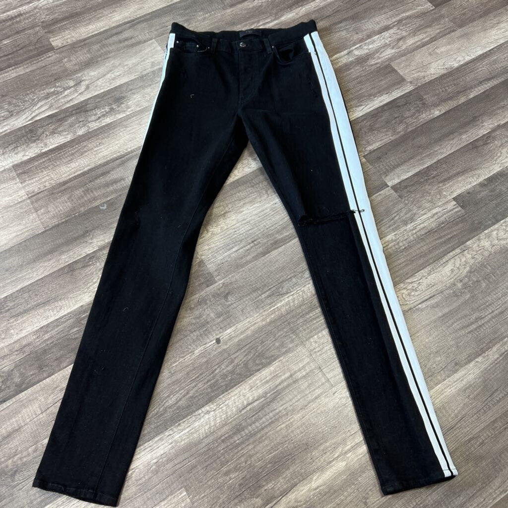Amiri jean black white stripe