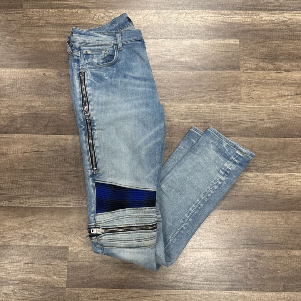 Amiri jean blue biker patch
