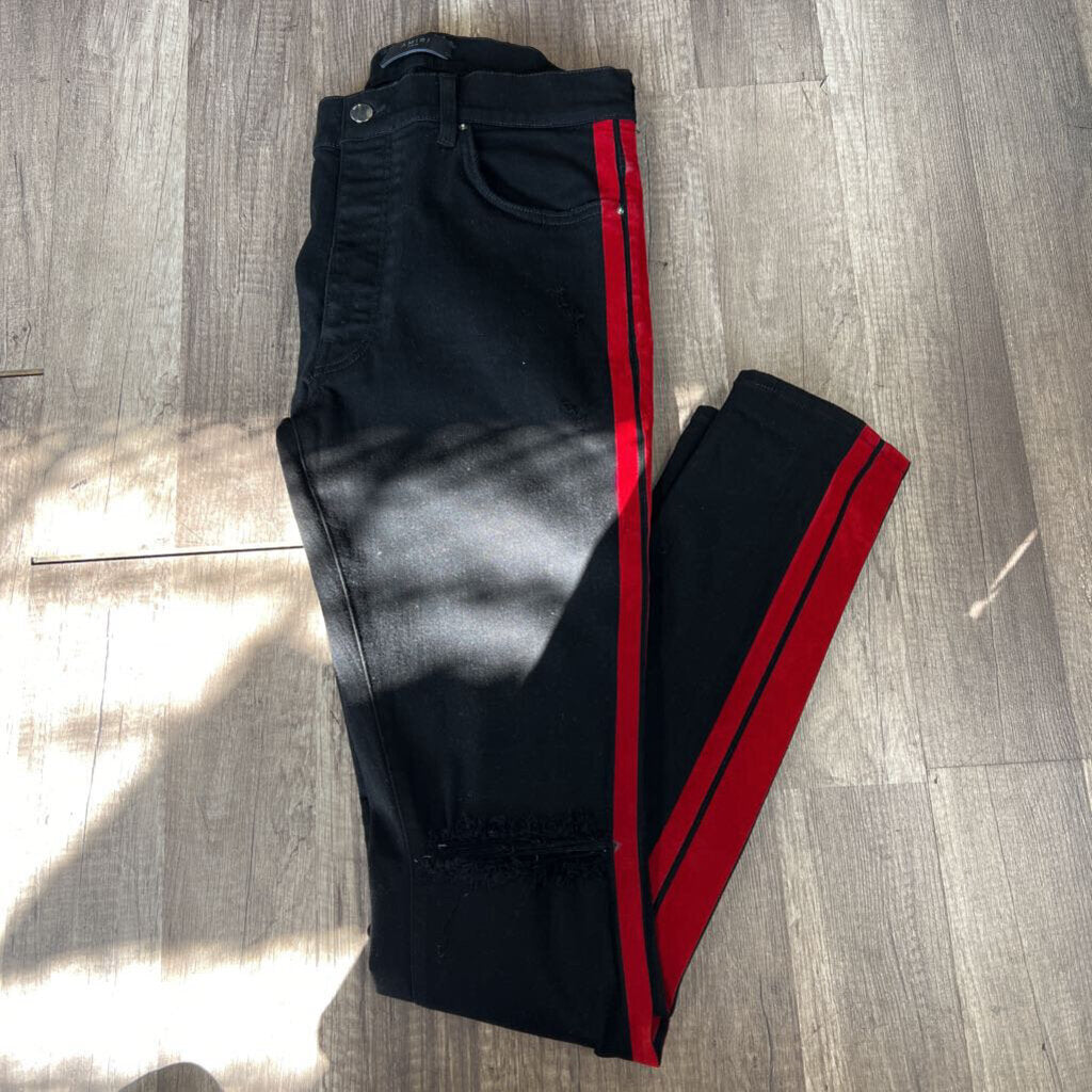 Amiri jean back red suede stripe