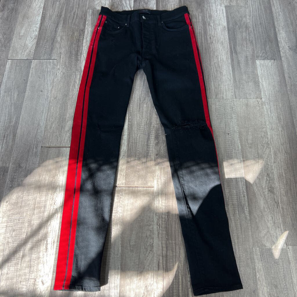 Amiri jean back red suede stripe