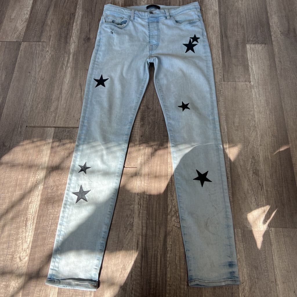 Amiri jean light blue star patch