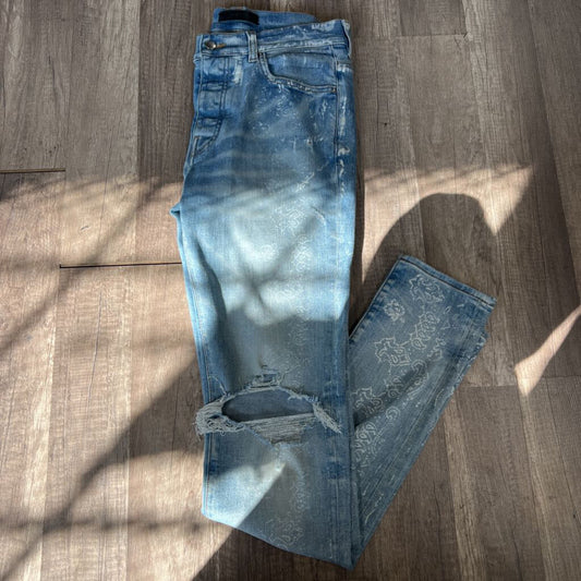 Amiri jean blue paisley print