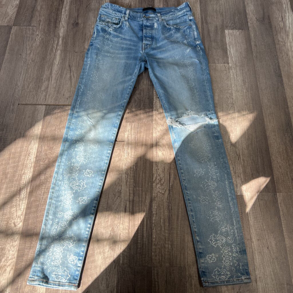 Amiri jean blue paisley print
