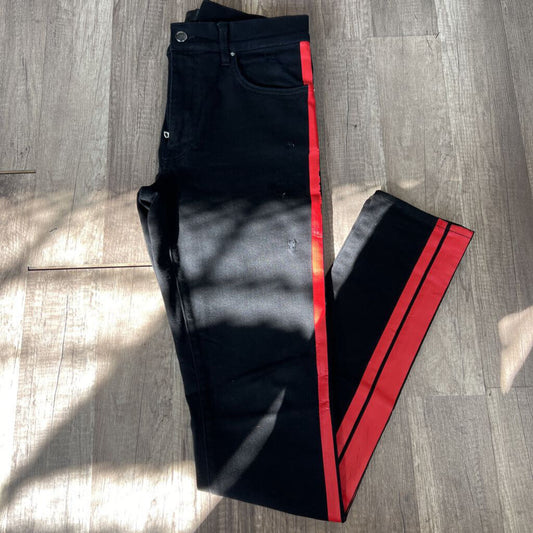 Amiri jean black red stripe