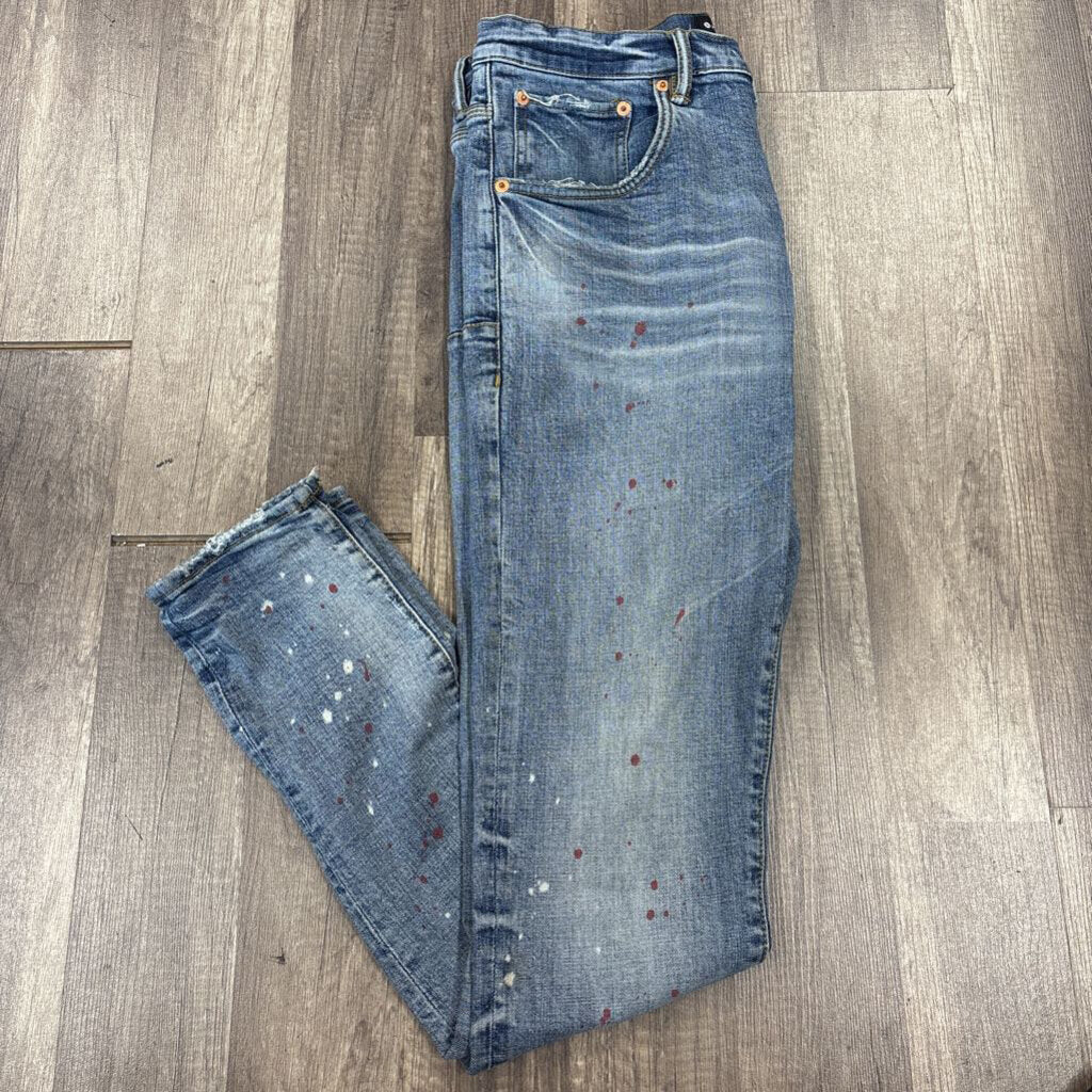 Purple Jeans Blue Splatter Paint