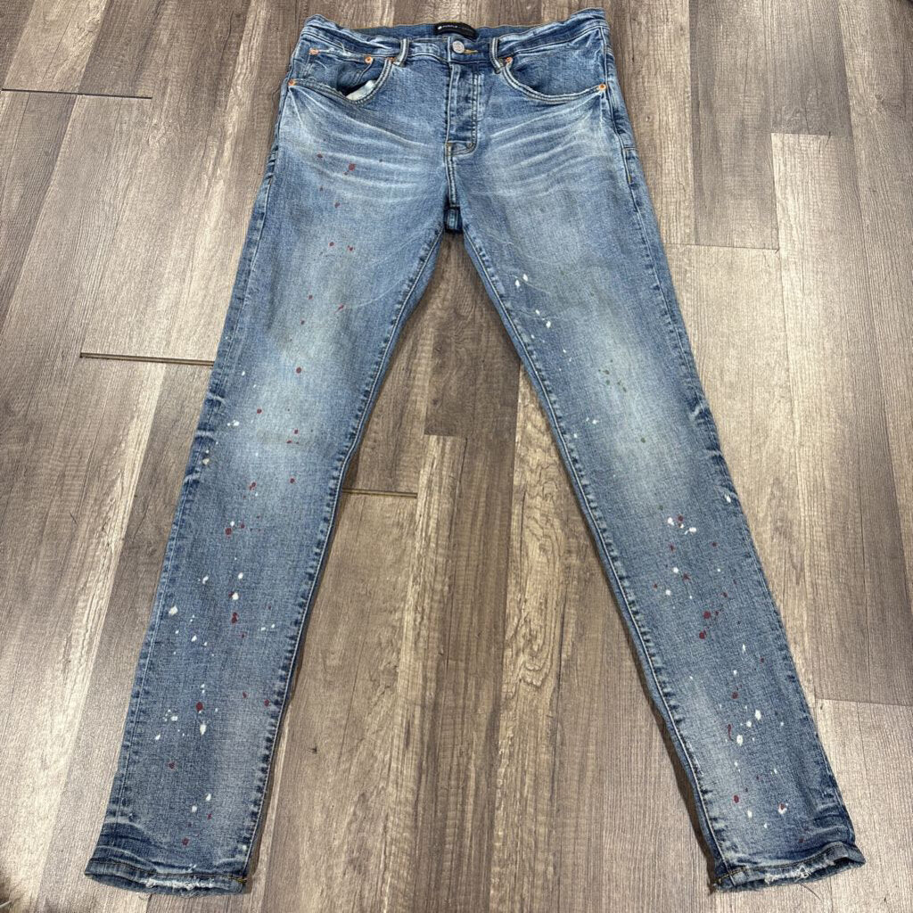 Purple Jeans Blue Splatter Paint