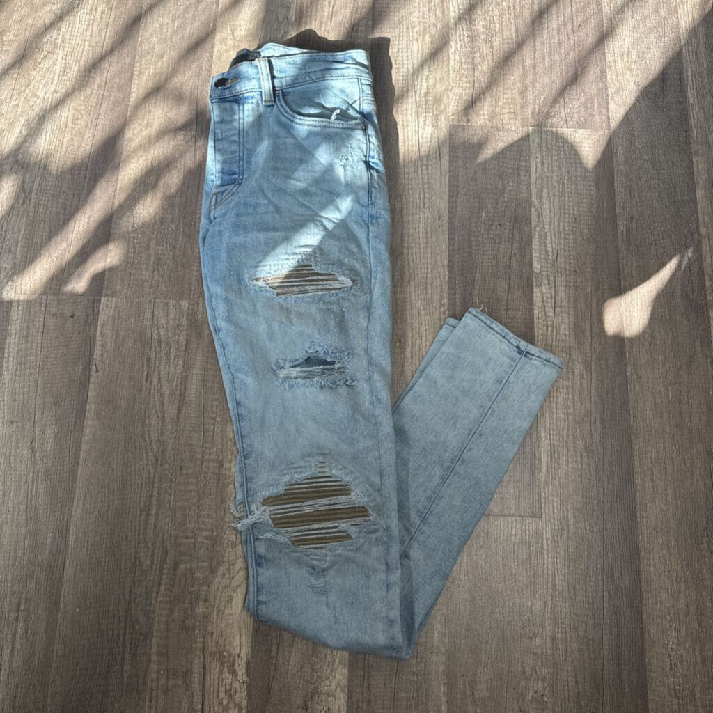 Amiri jean Mx 1 blue brown patch