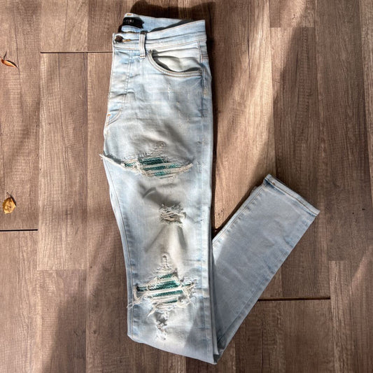 Amiri jean mx1 teal patch
