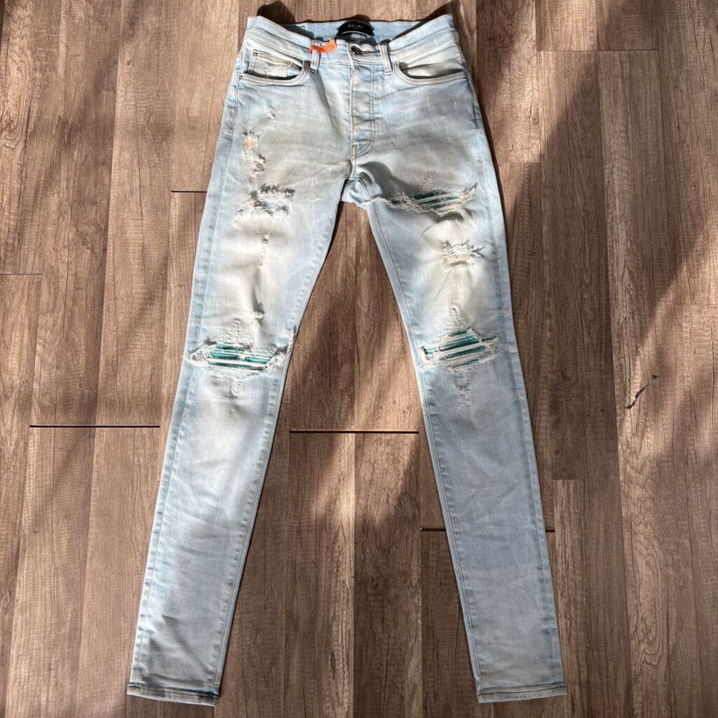 Amiri jean mx1 teal patch