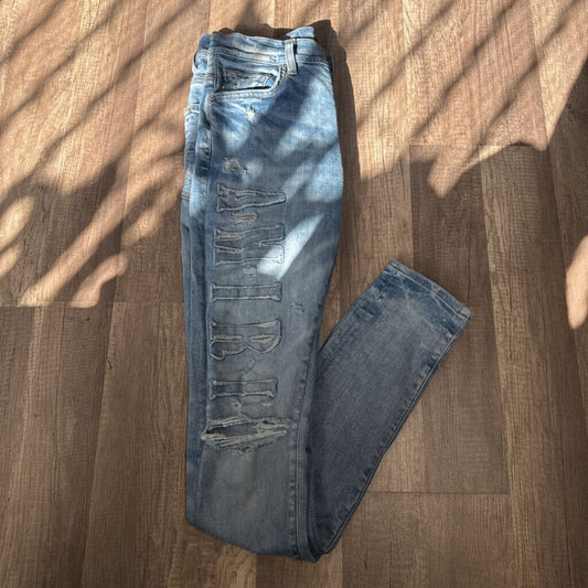 Amiri jean blue denim logo