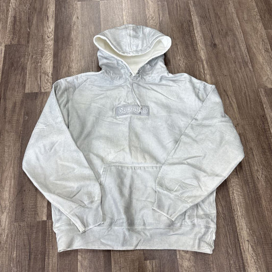 Supreme x Margiela distress logo hoodie white silver