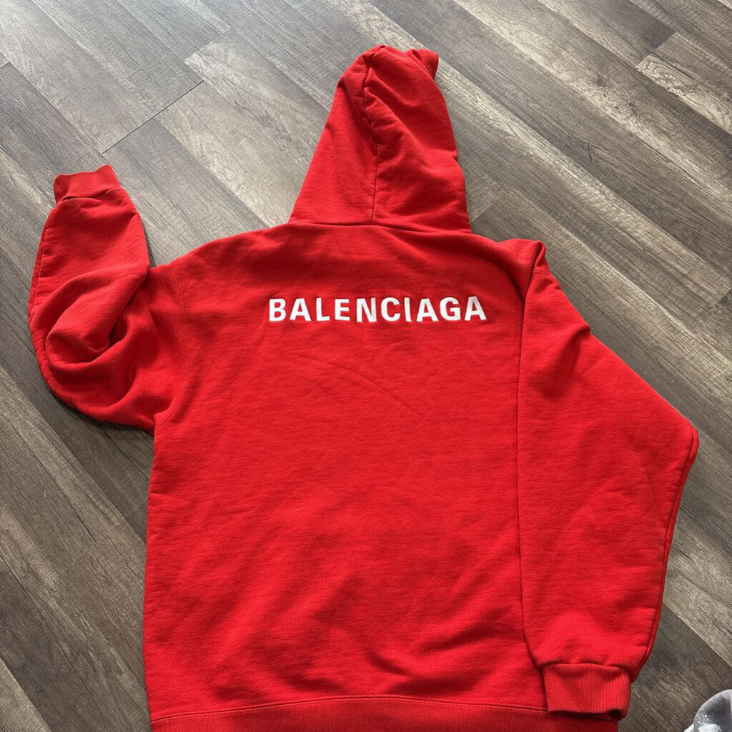 Balenciaga Logo Hoodie Red