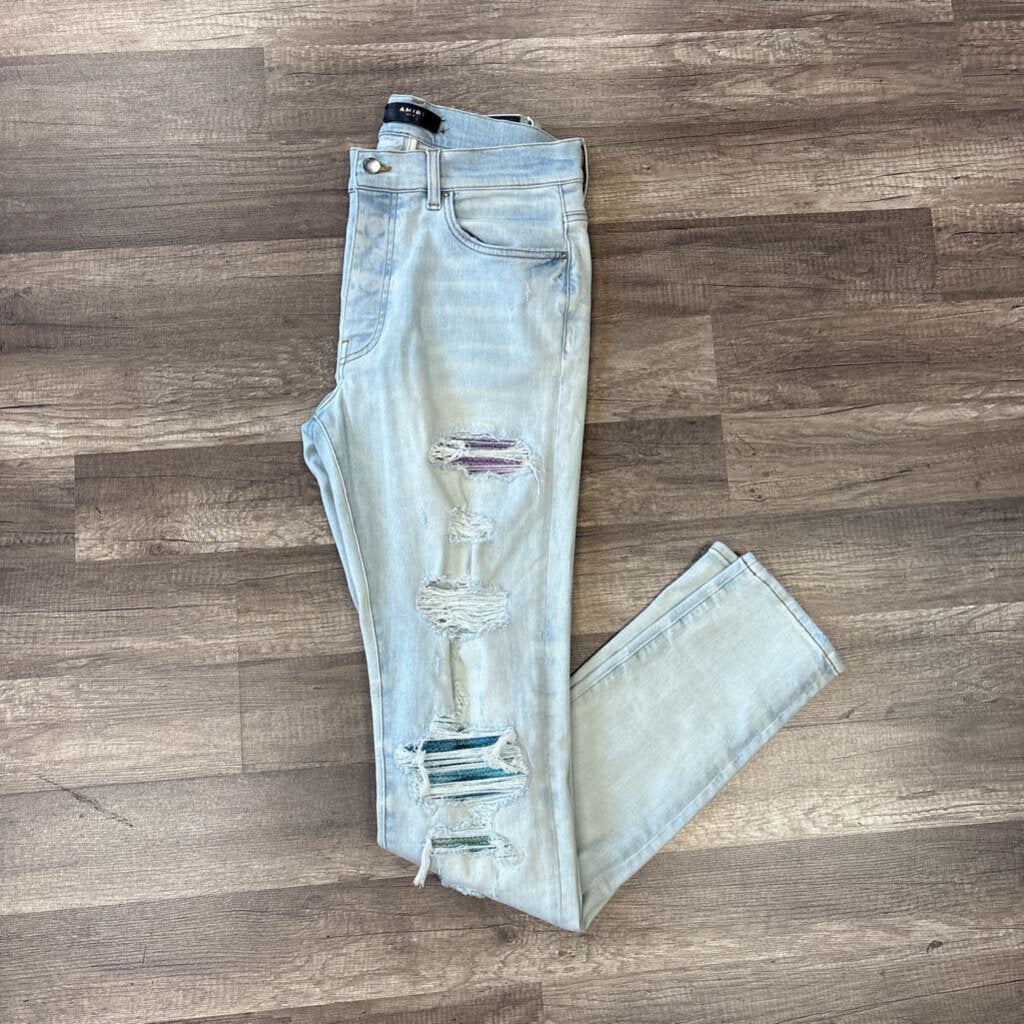 Amiri jean thrasher blue purple patch