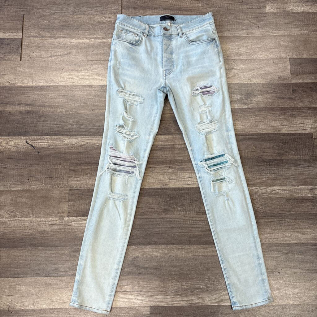 Amiri jean thrasher blue purple patch