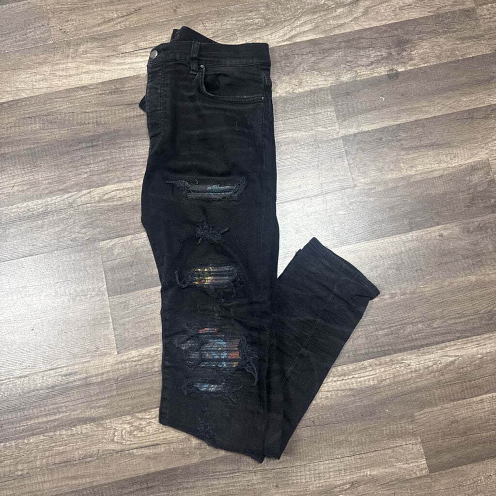 Amiri Jean Black multicolor patch