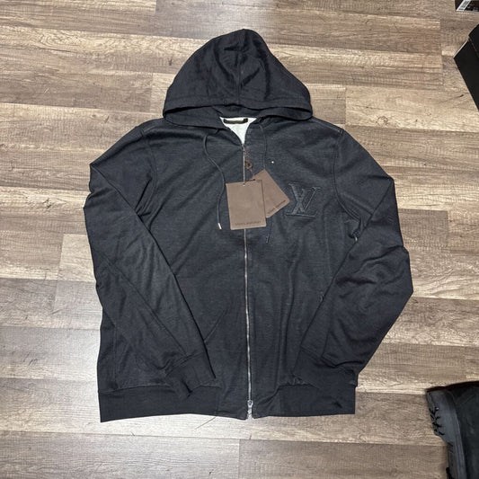 LV Louis Vuitton Hoodie Grey Embroidered (NEW)
