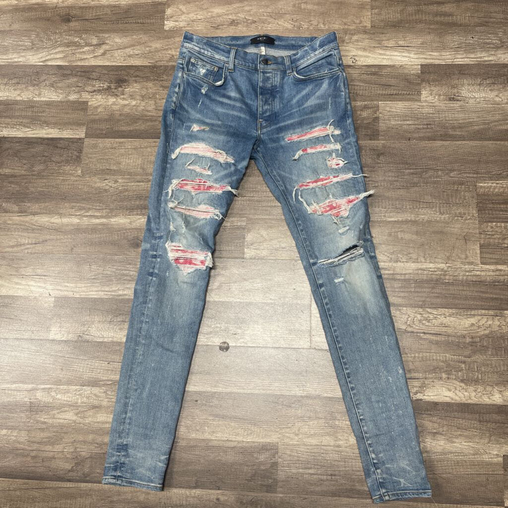 Amiri Jean Thrasher Blue Pink