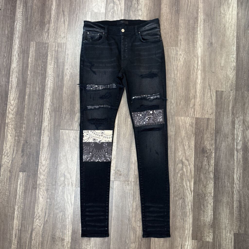 Amiri jean black bandana artpatch
