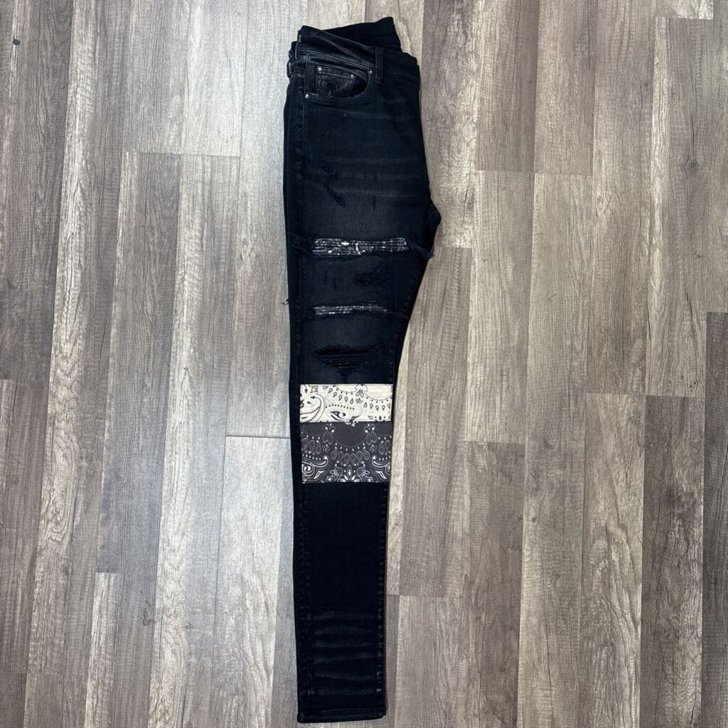 Amiri jean black bandana artpatch