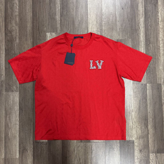 Louis Vuitton T-shirt Red Embroidered LV Patch