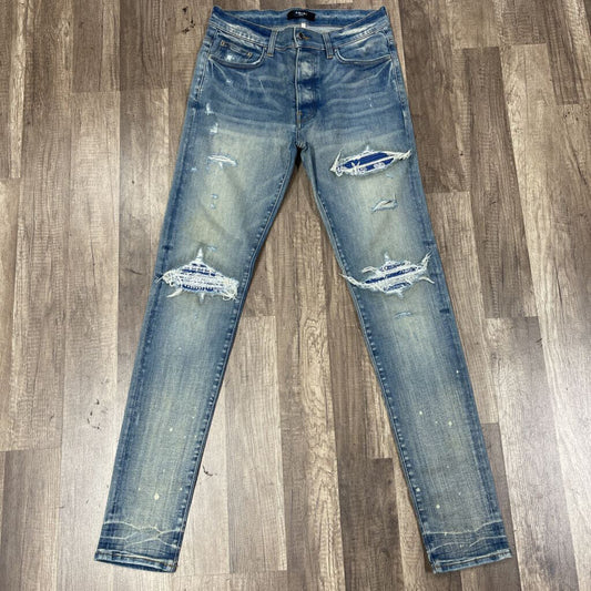 Amiri Jean Mx1 Sand Blue Paisley Patch