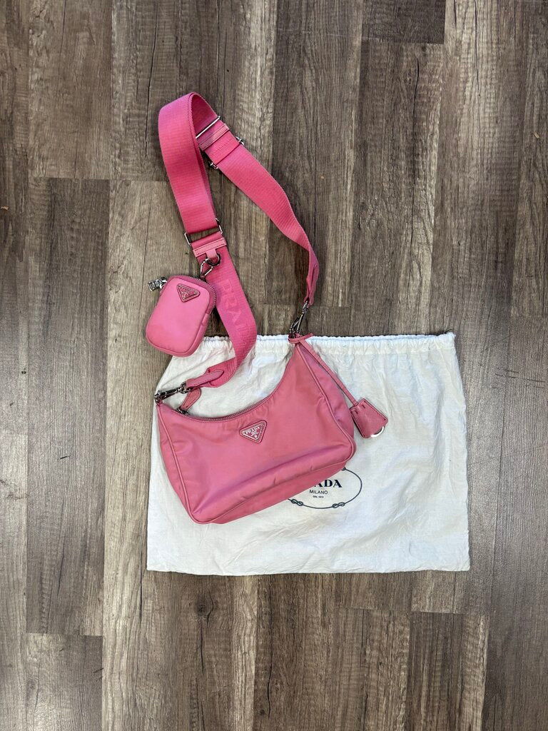 prada nylon bag pink