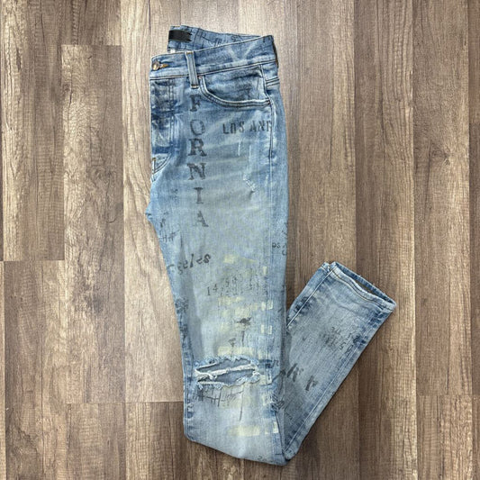 Amiri jean blue stencil print