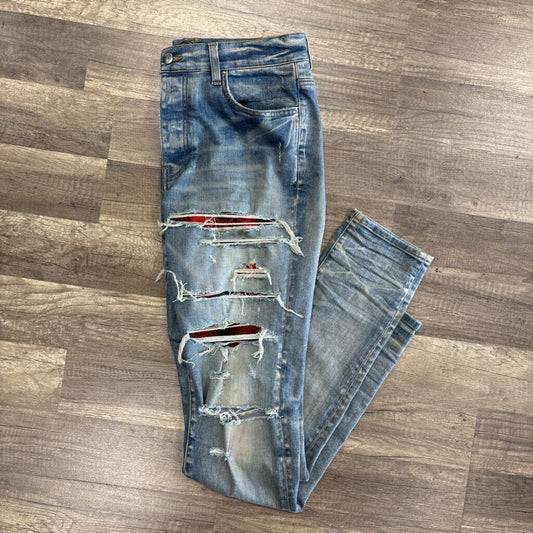 Amiri Jean Blue Red Patch