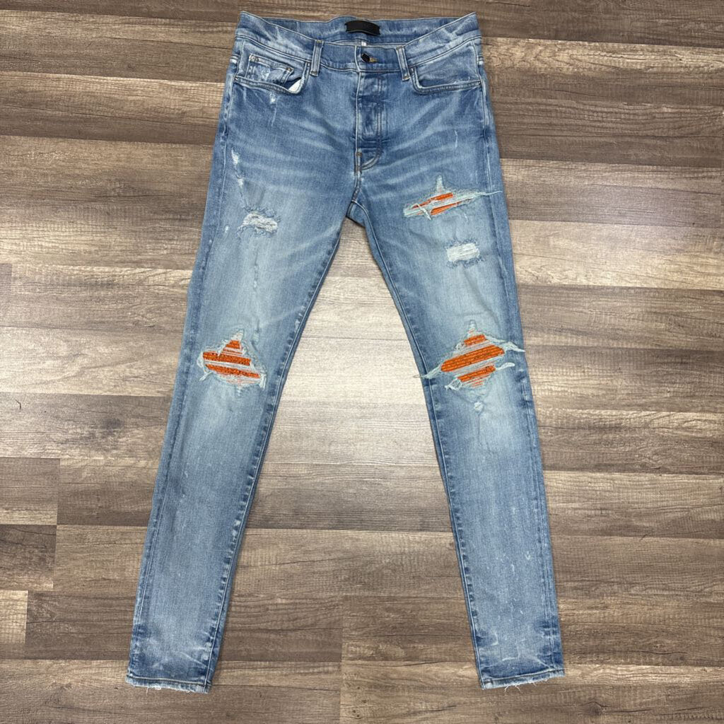 Amiri jeans MX1 orange crackle patch