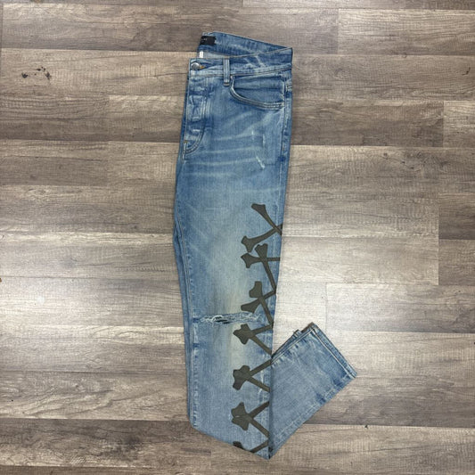 Amiri jeans blue green cross bone