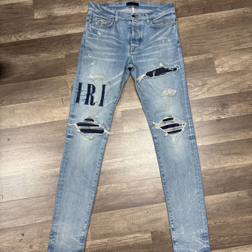 Amiri Jean Denim Patch Blue Logo