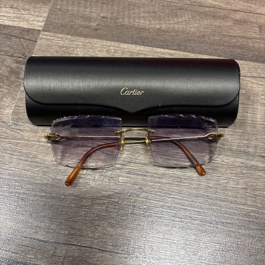 Cartier c decor diamond cut light purple lense