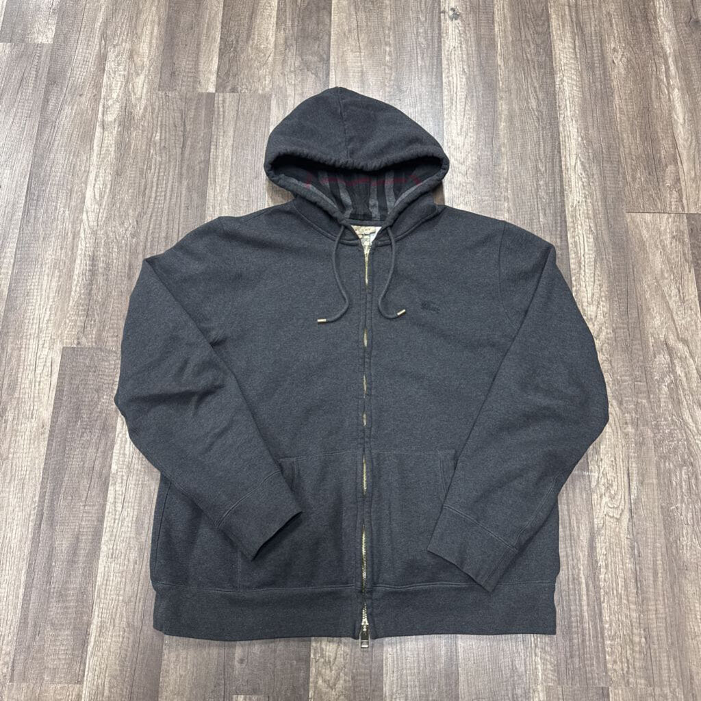 Burberry zip up grey plaid hoodie