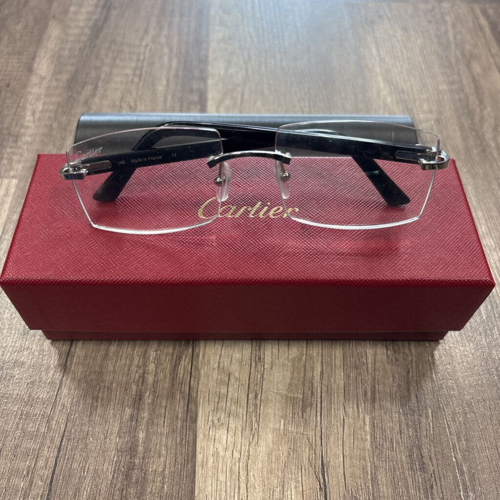 Cartier glasses clear black acetate 140