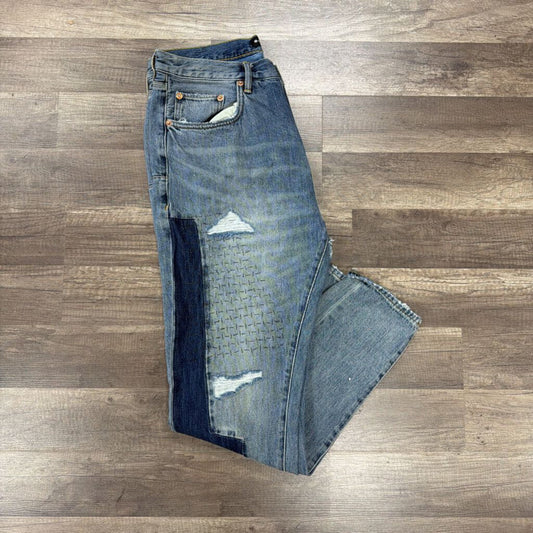 Purple Jean Blue Black Stitch