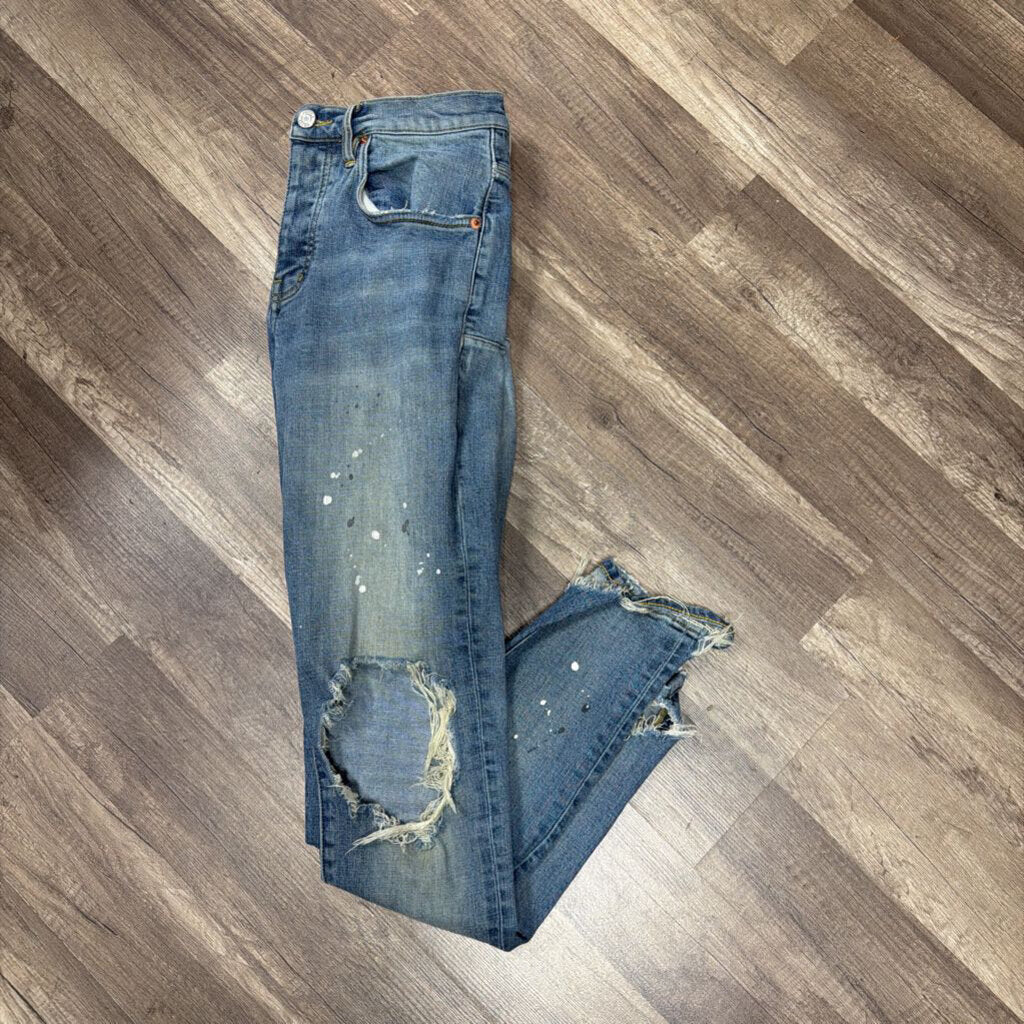 Purple Jean White Grey Paint splatter