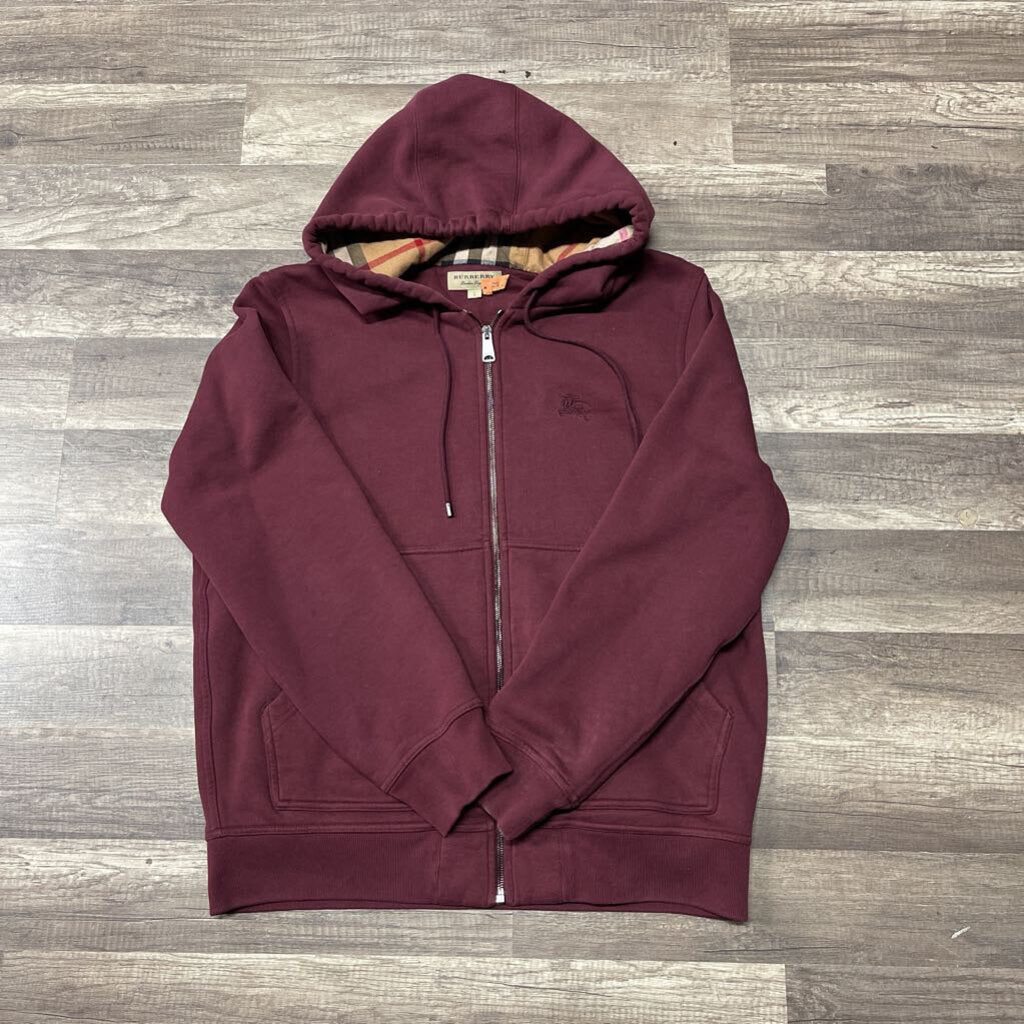 Burberry Checker Hoodie Burgundy