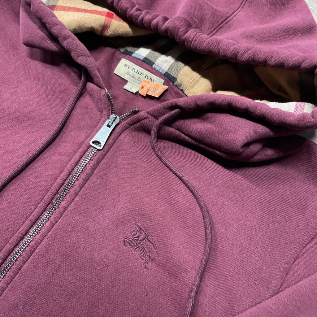 Burberry Checker Hoodie Burgundy