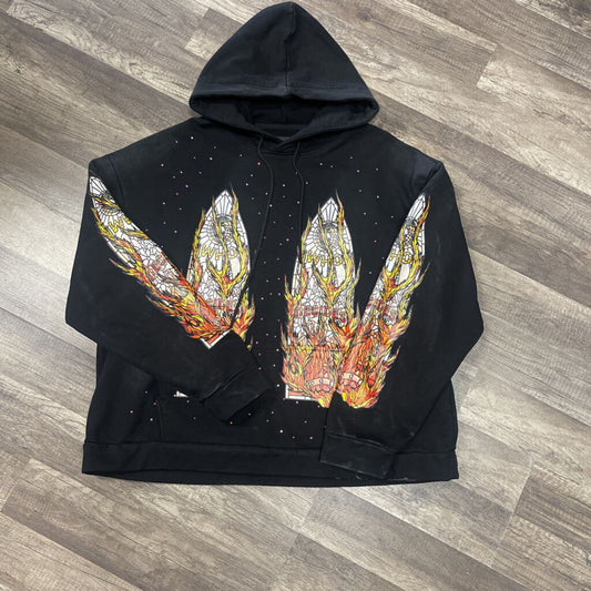 WDW Who Decides War Black Flame Bedazzled Hoodie