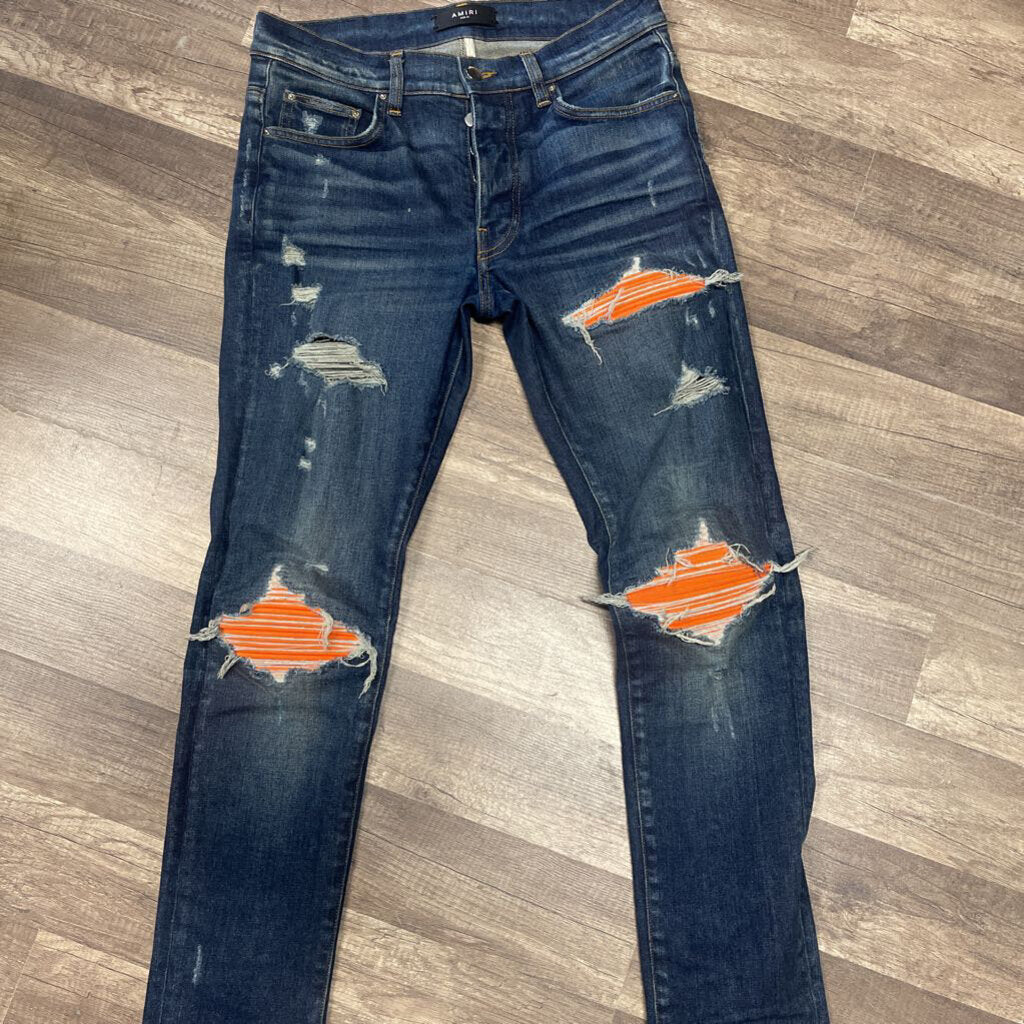 Amiri Jeans Blue Orange Patch