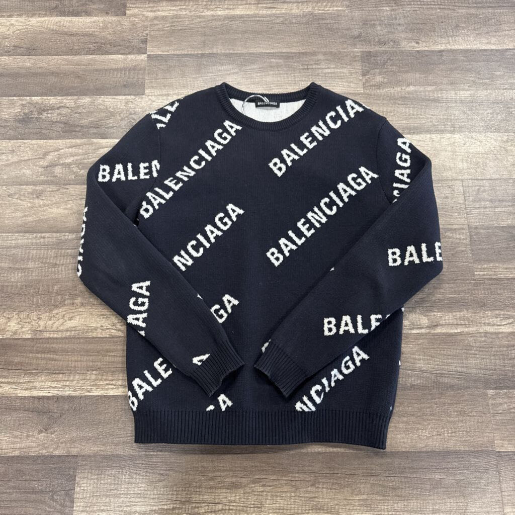 Balenciaga Black Sweater Cross Print